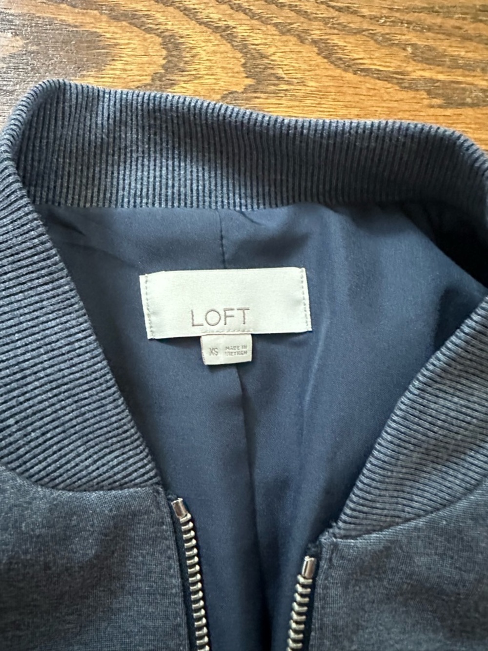 LOFT Navy Ribbed-Collar Bomber Jacket - Picture 2 of 2
